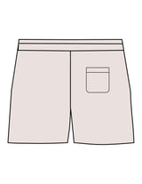 The Womens Sweat Shorts - Bone - enCore Pilates - Left Leg - EMB - Tone on Tone