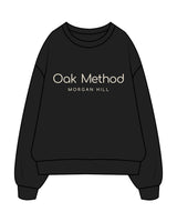 The Womens Crewneck - Black - The Oak Method - Center Chest Stacked & Back Neckline - Printed - ddd5c5
