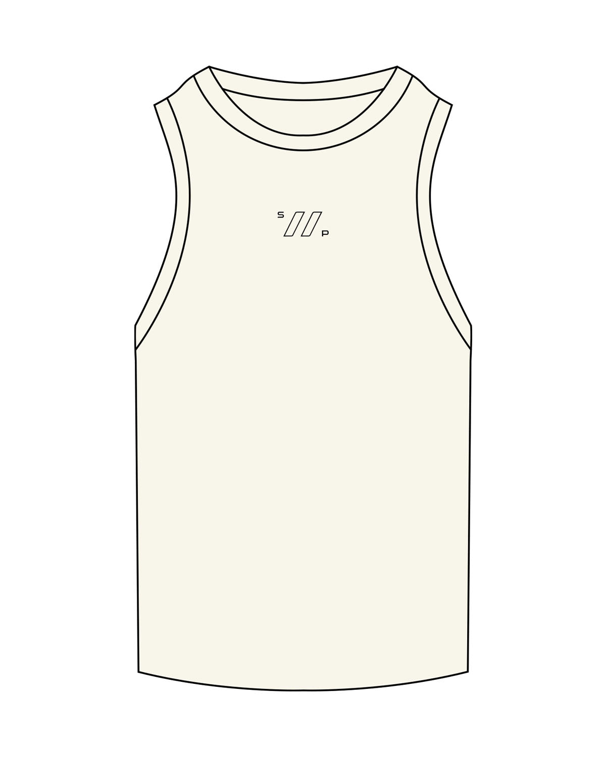 The Ribbed Full Length Tank - Off White - Hustl Athletic - Center Chest - Embroidered - Black