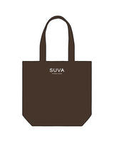 The Promo Tote Bag - Chocolate - SUVA - Top Center Body Stacked - Printed - White