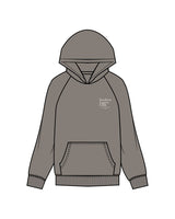 The Womens Hoodie - Washed Gray - Megafit House - Left Chest & Back Stacked - Printed - White