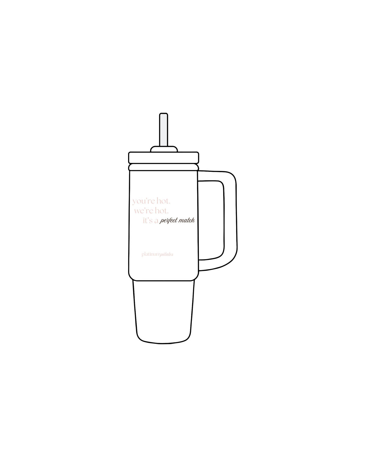 The Tumbler Cup - White - Platinum Pilates - Center Body Stacked - Printed - Full Color
