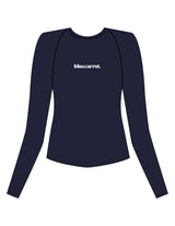 The Womens Sporty Long Sleeve - Navy - BlueCarrot - Center Chest - Printed - White