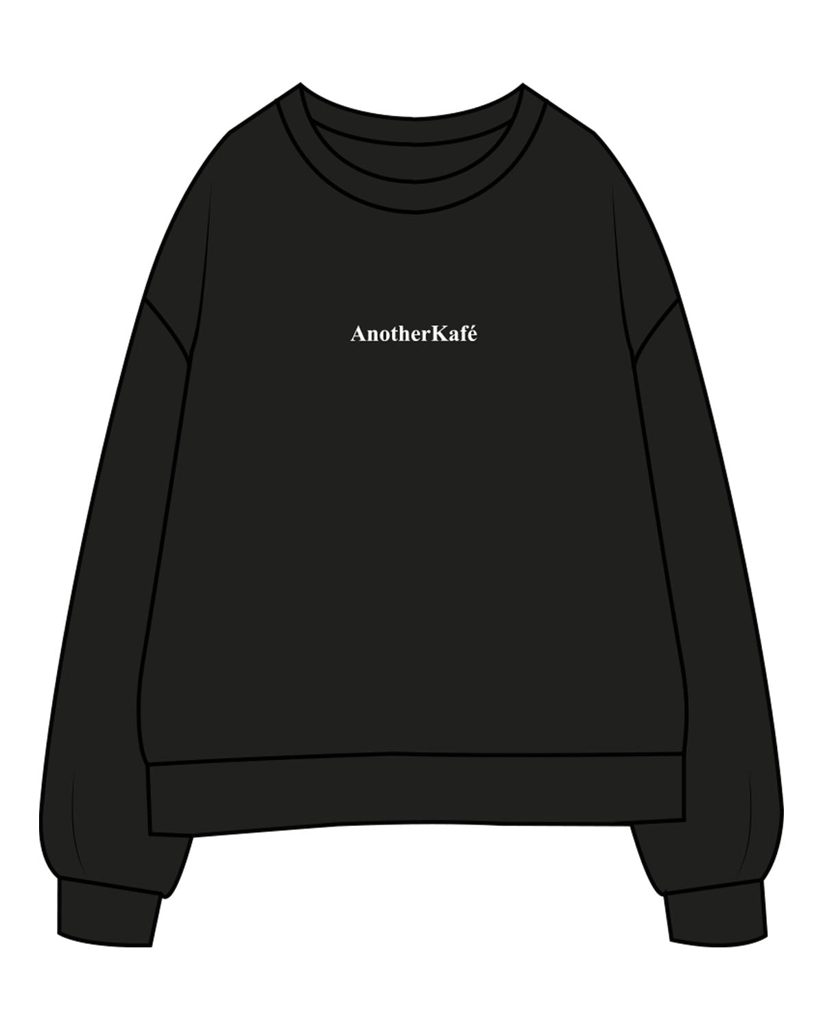 The Mens Classic Crewneck - Black - Kafe'sito - Center Chest Side & Back - Printed - White