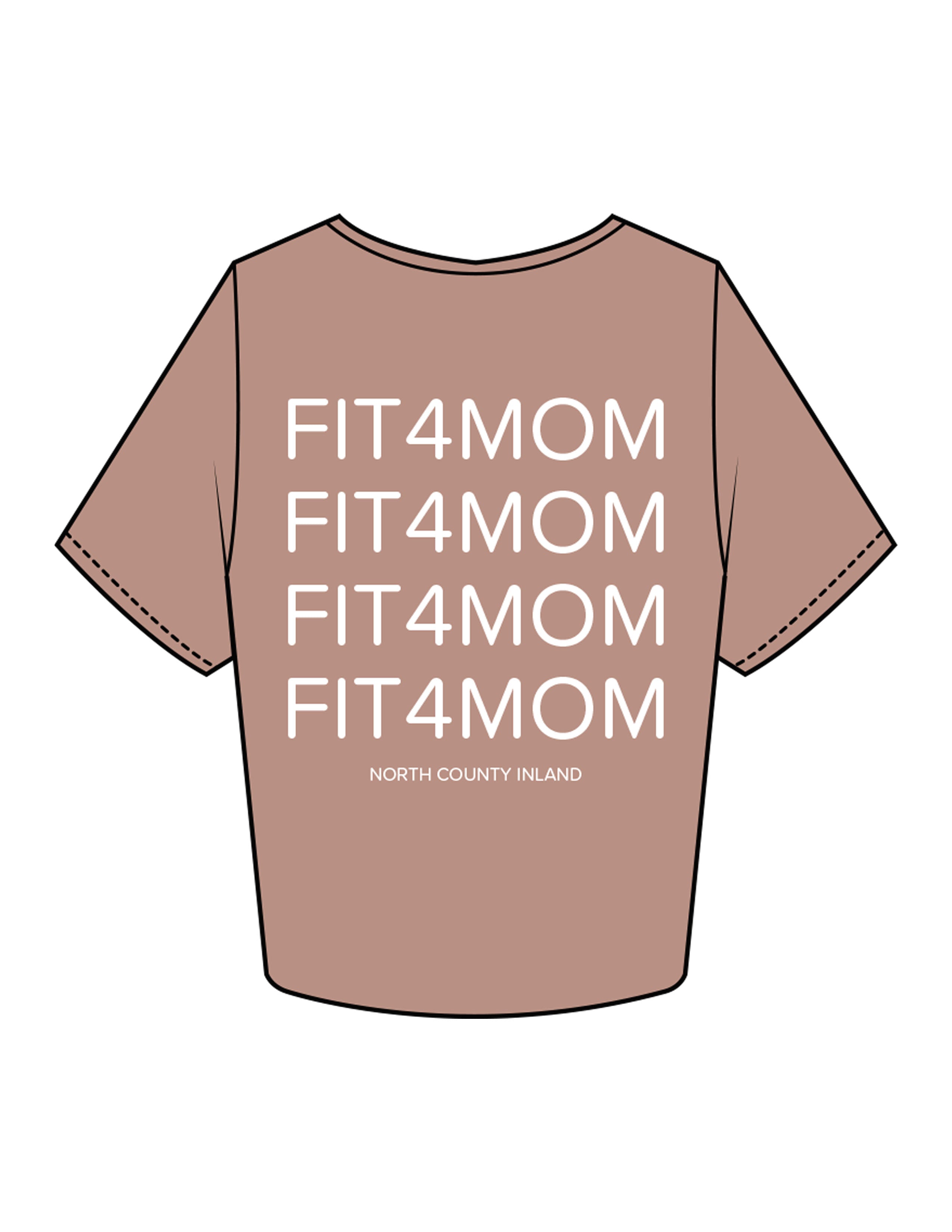 The Crop Tee - Clay - Fit 4 Mom North County Inland - Left Chest & Back Stacked - Printed - White