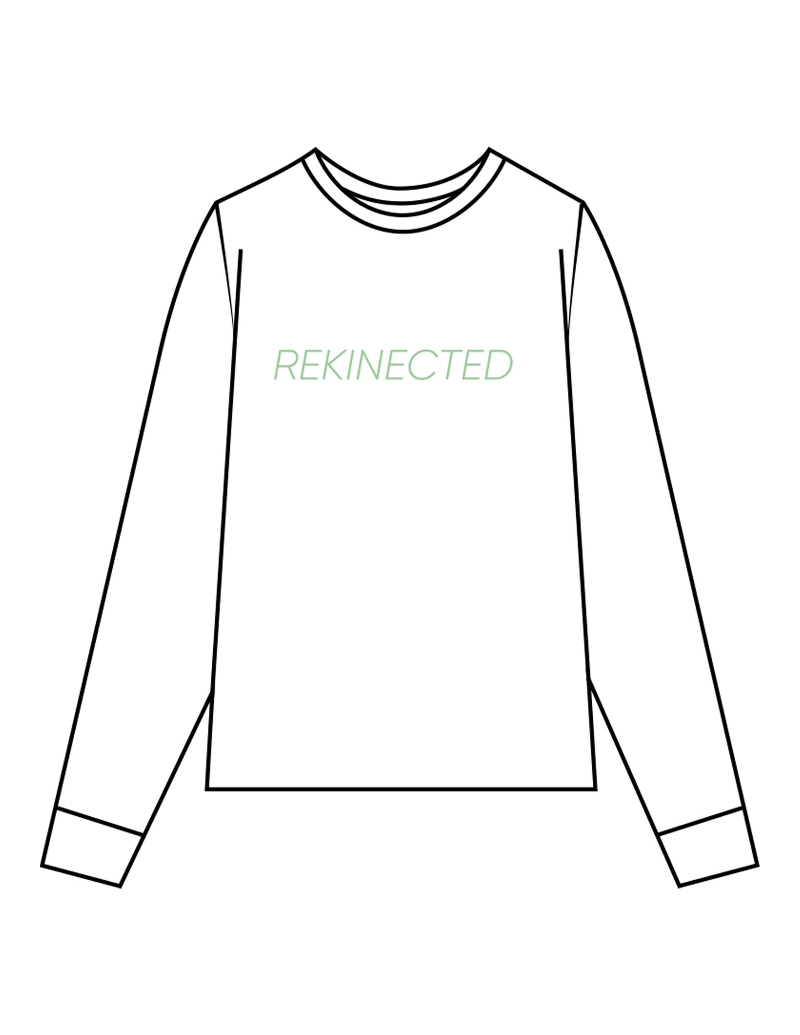 The Mens Long Sleeve - White - REKINECTED - Center Chest & Center Back Circular - Printed - Green