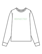 The Mens Long Sleeve - White - REKINECTED - Center Chest & Center Back Circular - Printed - Green