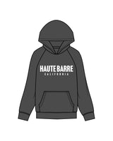 The Womens Hoodie - Washed Black - Haute Barre - Center Chest Stacked - White