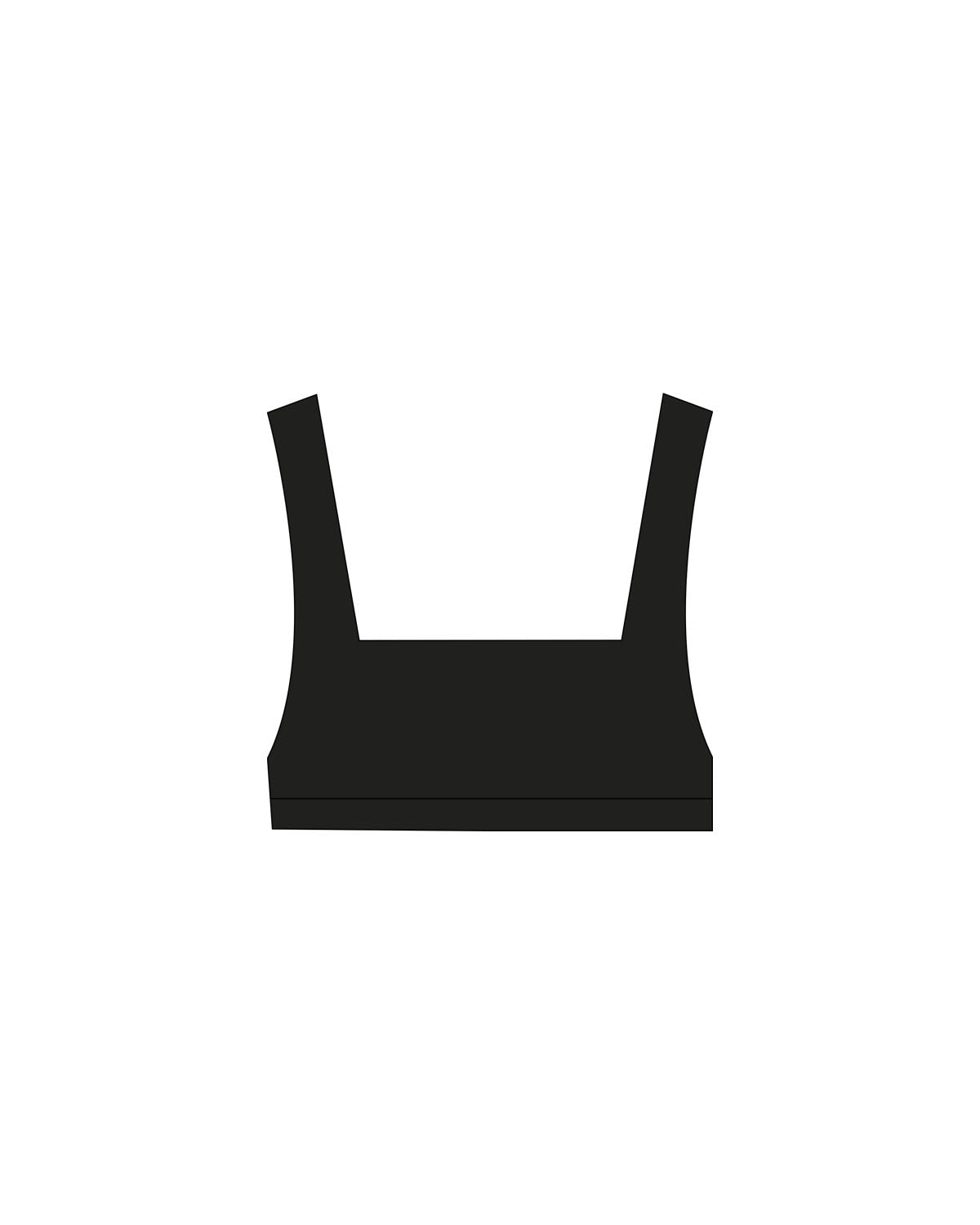 The Box Cut Bra - Black - Hylo Fitness - Center Back - Printed - White