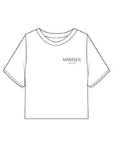 The Midweight Crop Tee - White - Forme Barre Nantucket - Left Chest Stacked - Printed - Olive