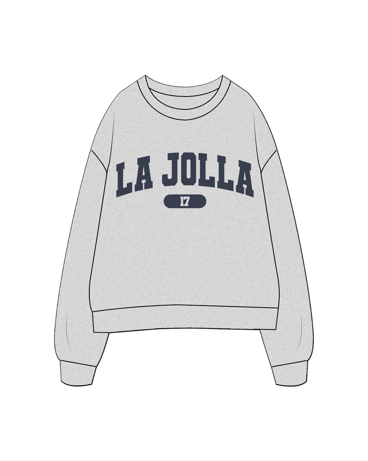 The Womens Crewneck - Heather - Platform - Center Chest & Back Neckline -Printed - Navy