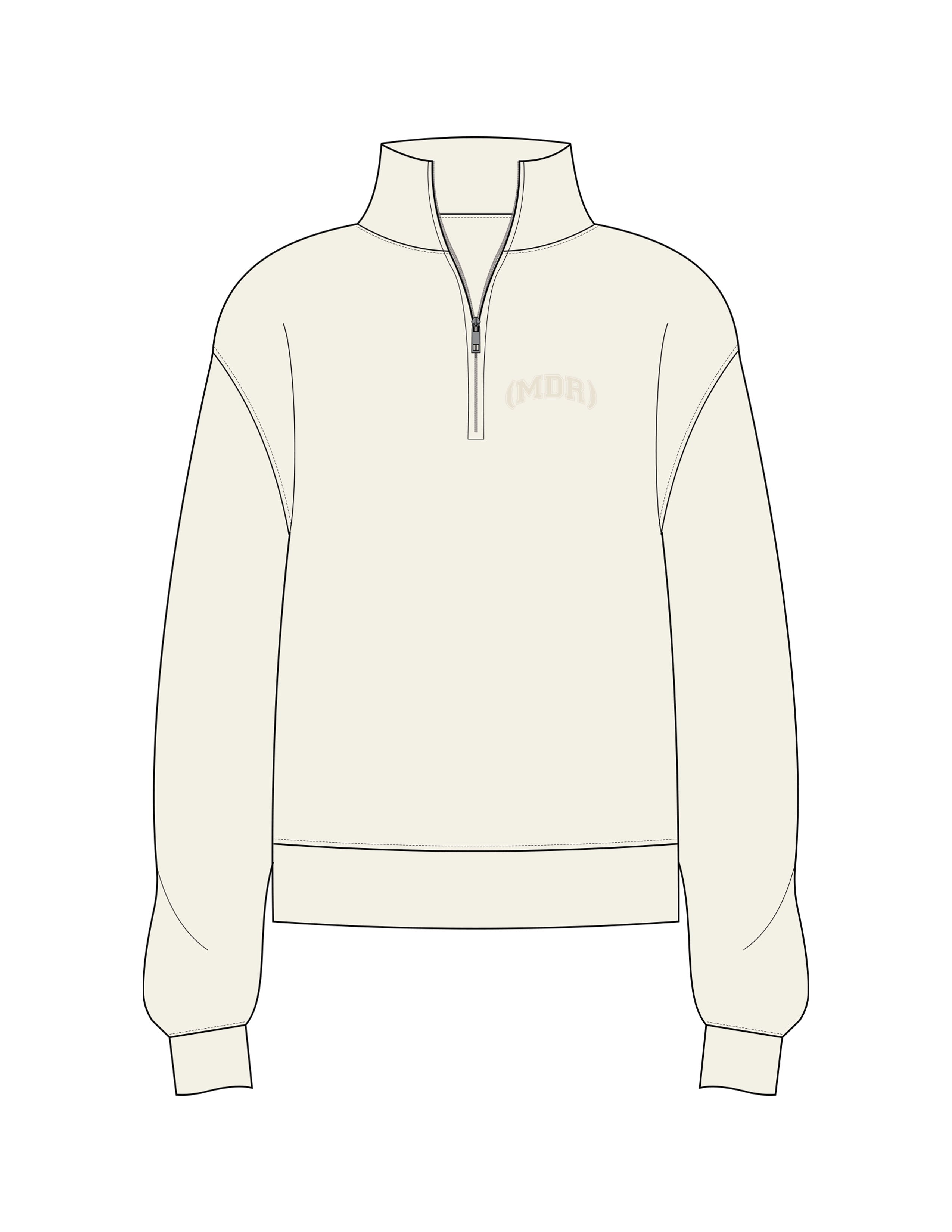 The Womens 1/4 Zip - Off White - The Studio (MDR) - Left Chest - Embroidered - Tone on Tone