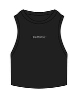 The Ribbed Crop Tank - Black - The Oak Method - Center Chest - Embroidered - White