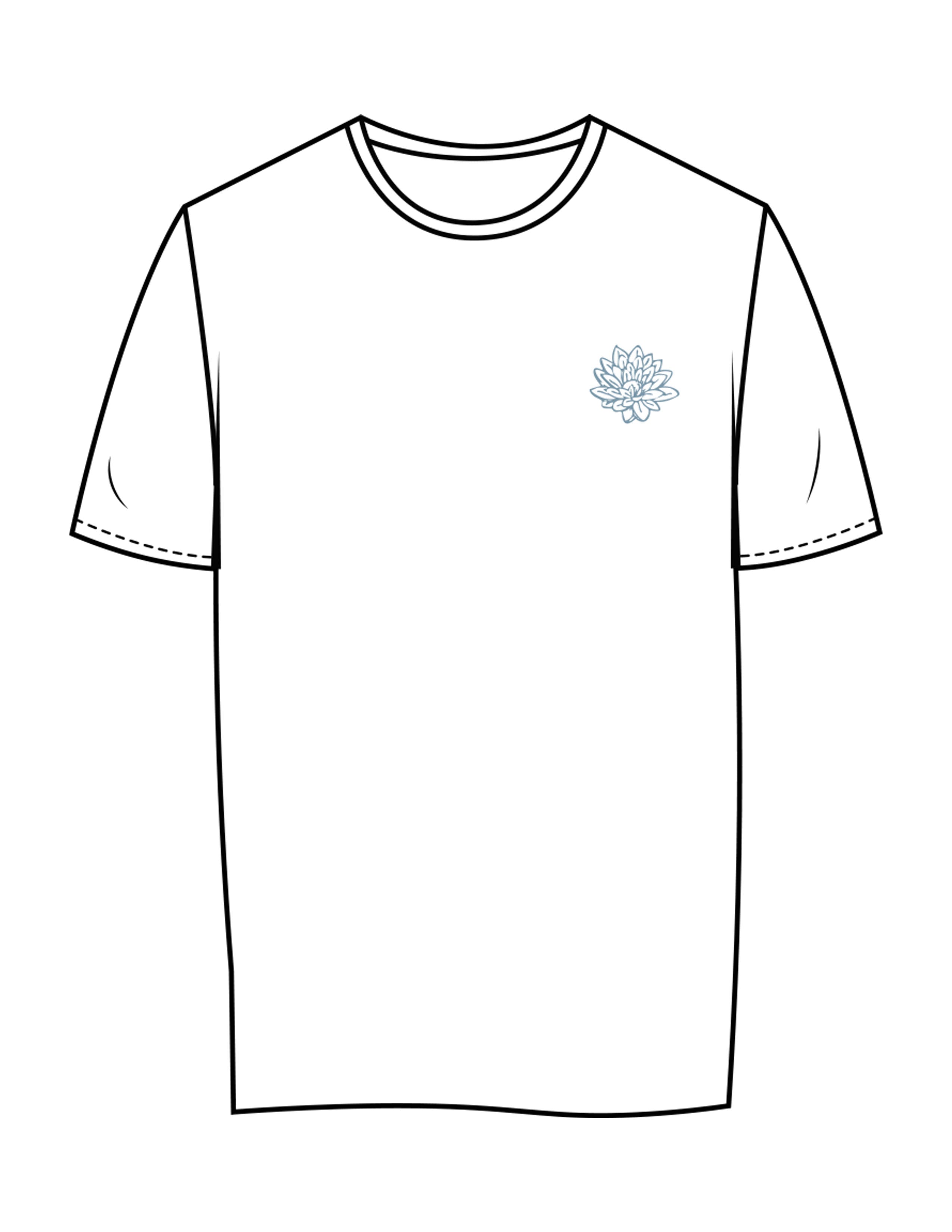 The Womens Tee - White - Balanced Self - Left Chest & Back Stacked - Printed - Denim Blue