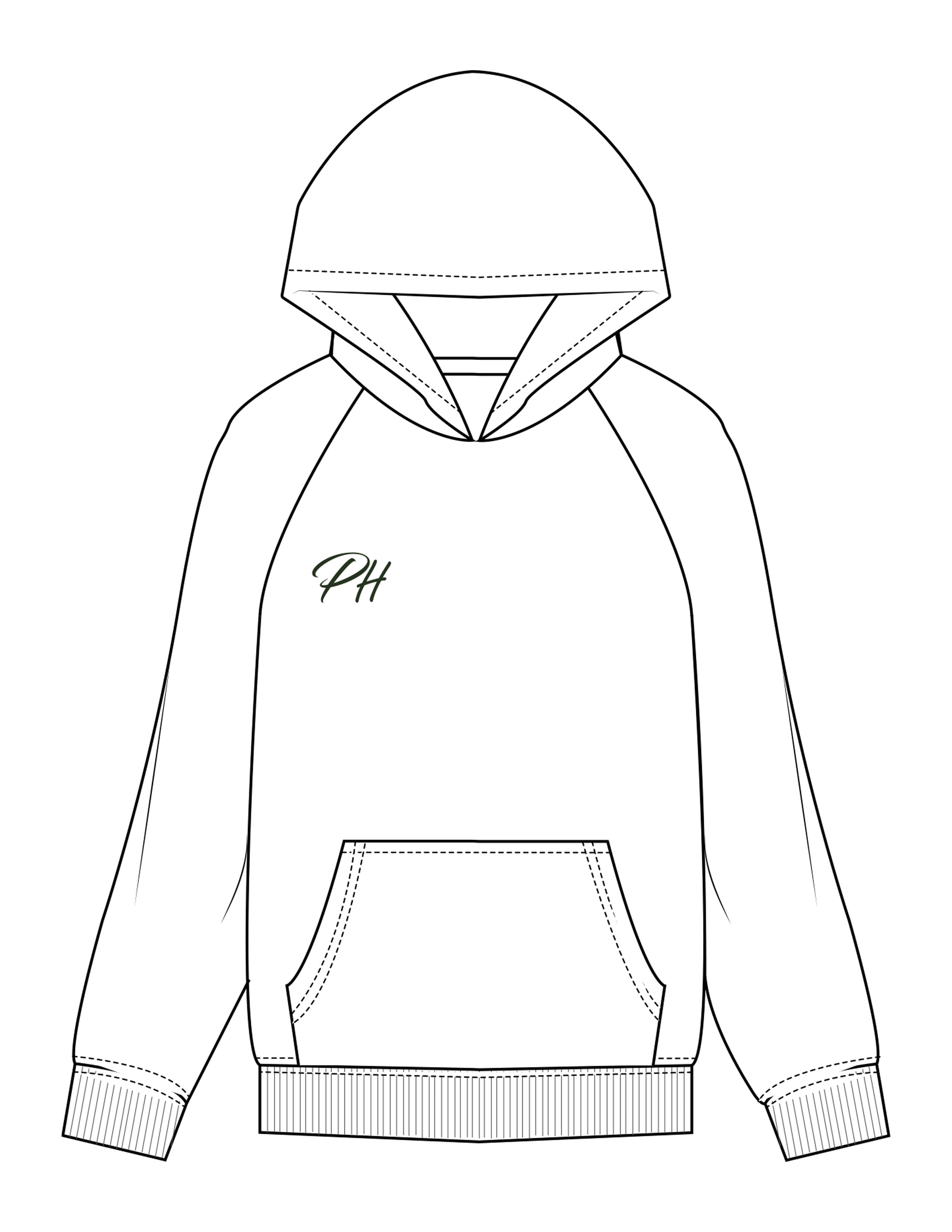 The Mens Hoodie - White - Powerhaus Lagree - Right Chest & Back Stacked - Printed - Green