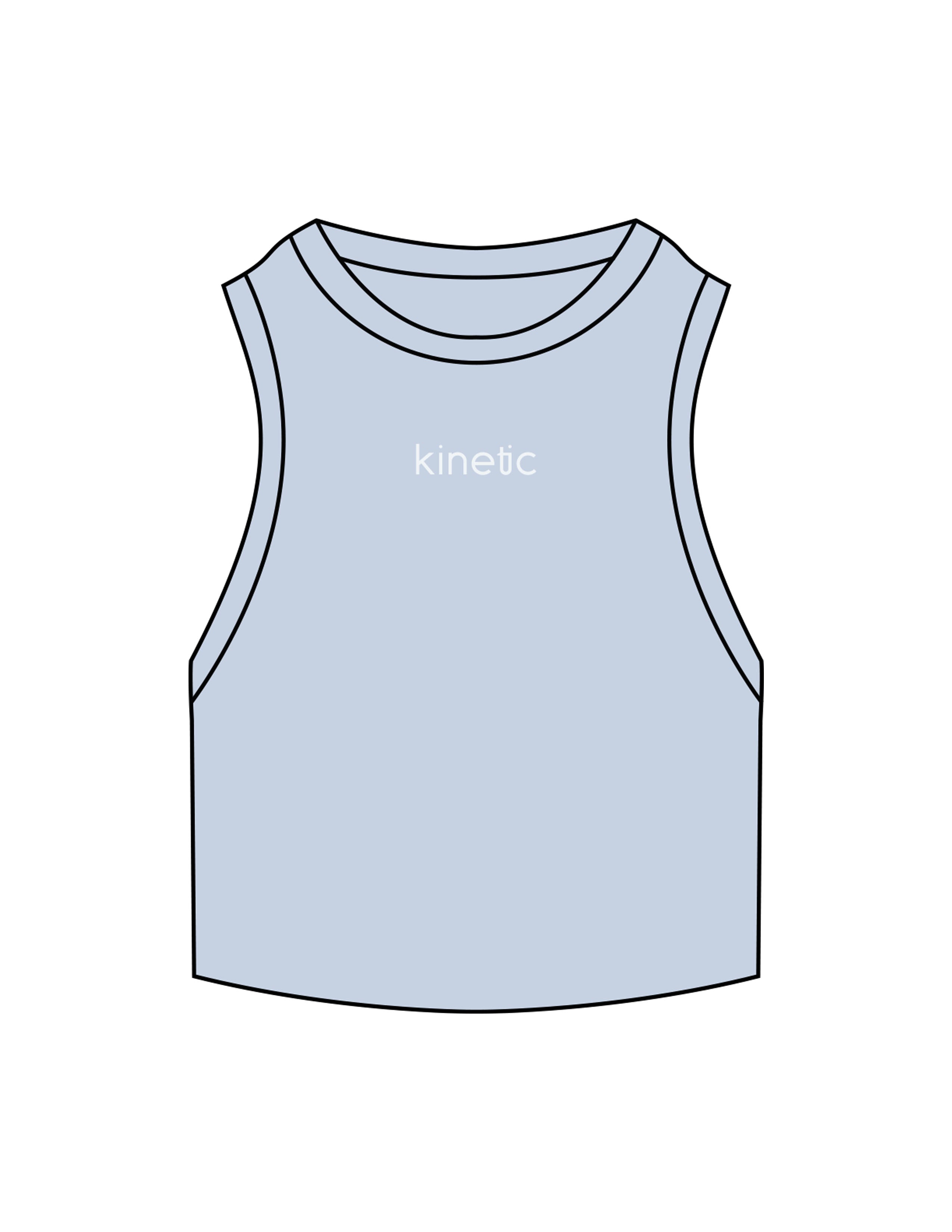 The Ribbed Crop Tank - Powder - Kinetic Pilates - Center Chest - Embroidered - Oatmilk