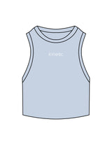 The Ribbed Crop Tank - Powder - Kinetic Pilates - Center Chest - Embroidered - Oatmilk