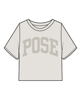 The Heavyweight Crop Tee - Washed Bone - Pose Pilates - Center Chest - Back Neckline - Tone on Tone