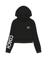 The Womens Crop Hoodie - Black - Wheel House NY - Left Chest & Right Sleeve - Printed -  White