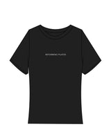 The Baby Tee - Black - Reforming Pilates - Chest Center & Back Neckline - White