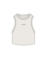 The Ribbed Crop Tank - Bone - Mantra - Center Chest "100 CLUB" - Embroidered - Black