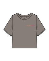 The Heavyweight Crop Tee - Washed Gray - Slow Burn - Left Chest & Back Stacked - Full Color