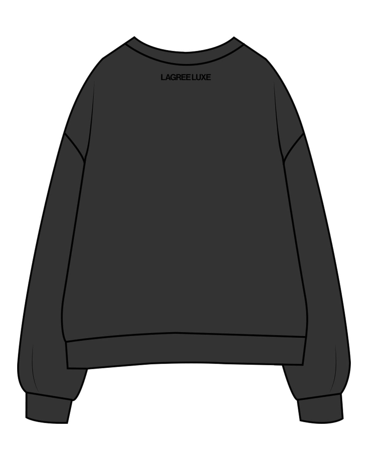 The Mens Crewneck - Washed Black - Lagree Luxe - Left Chest & Back Neckline - Printed - Black