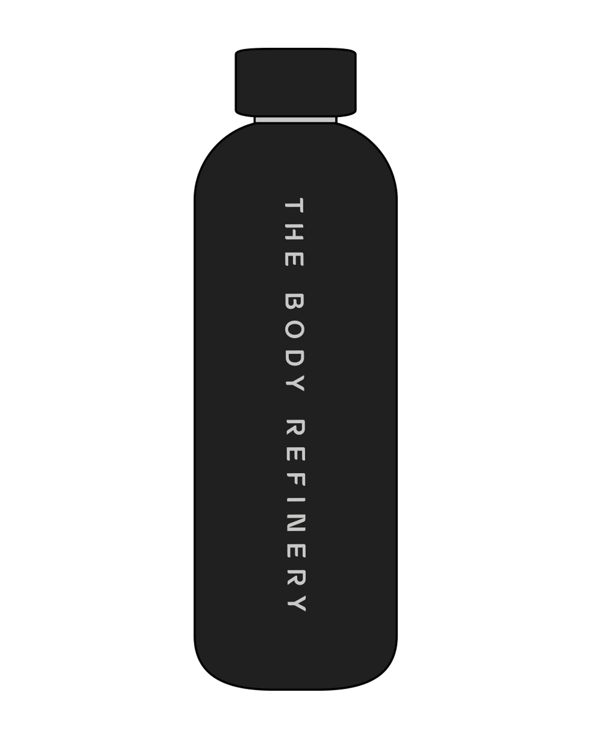 The Water Bottle - Black - The Body Refinery - Center Body Vertical - White