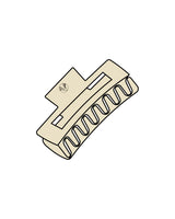 The Claw Hair Clip - Cream - Pure Movement LARK - Center Handle Logo - Printed - Umber