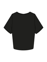 The Crop Tee - Black - Pilates Method/Barre Noir - Left Chest Stacked - Printed - White