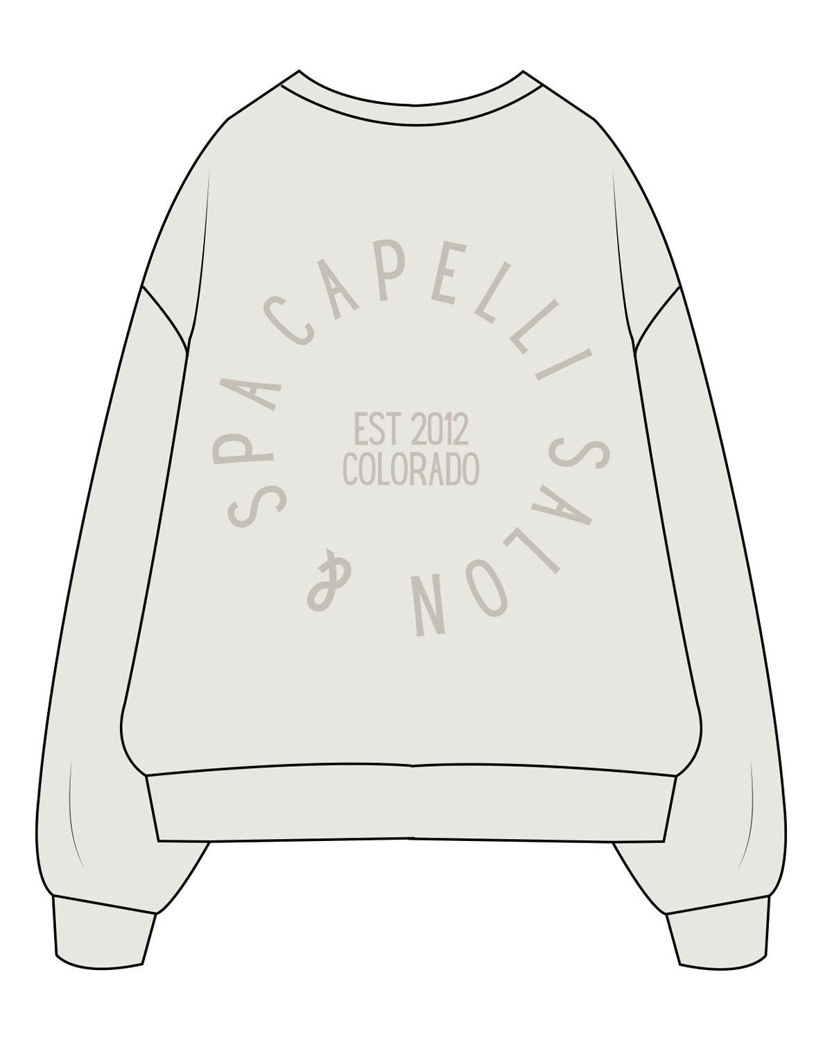 The Mens Crewneck - Washed Bone - Capelli Salon & Spa - Back Round Stacked - Tone on Tone