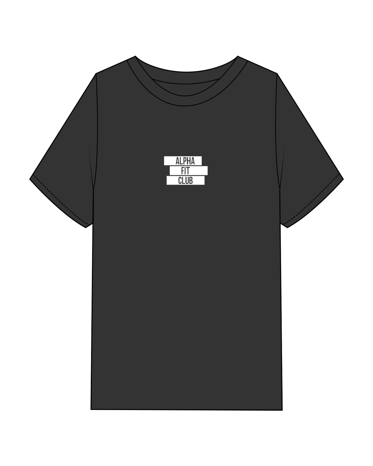 The Mens Heavyweight Tee - Washed Black - Alpha Fit - Chest Center Stacked - White