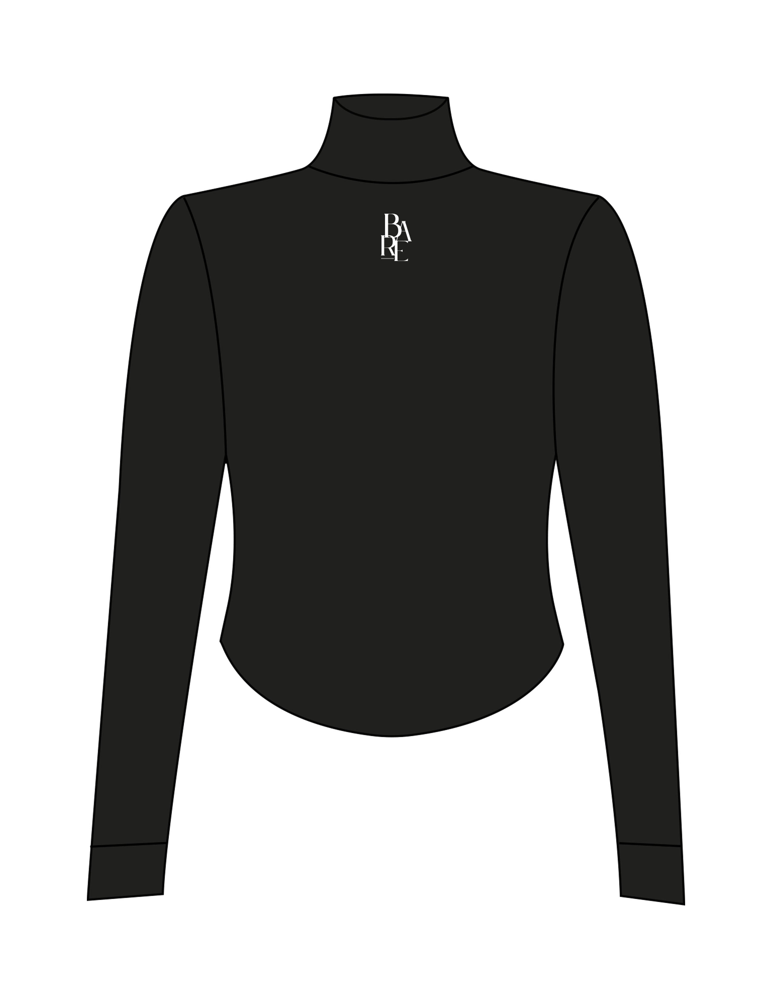 The 3/4 Crop Zip Jacket - Black - Bare Pilates - Left Chest & Back Neckline - Printed - White