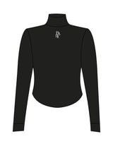The 3/4 Crop Zip Jacket - Black - Bare Pilates - Left Chest & Back Neckline - Printed - White