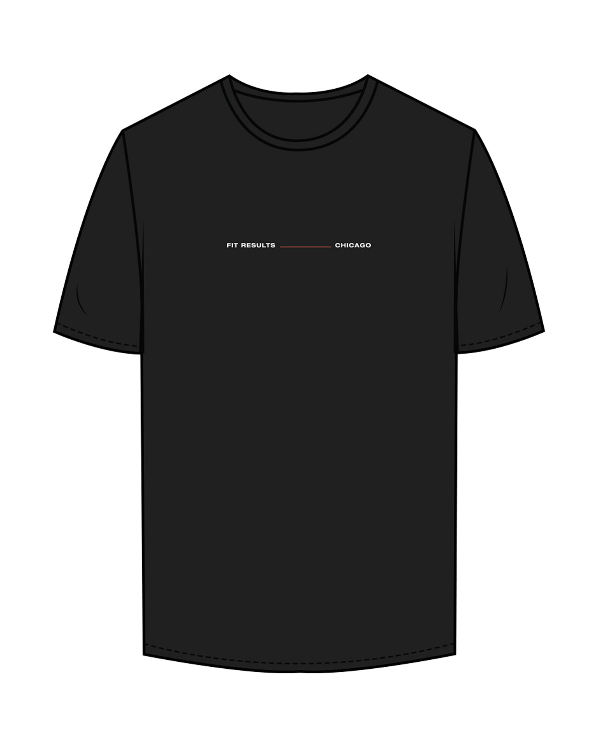 The Mens Tee - Black - Fit Results - Center Chest & Back Center Neckline - Full Color