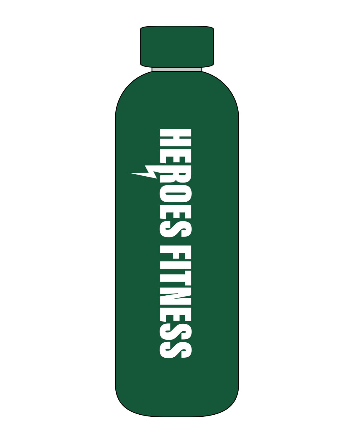 The Water Bottle - Forest - Heroes Fitness - Center Body - Printed - White