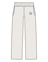 The Mens Straight Leg Sweatpants - Bone - Movement With Chels - Left Leg - Printed - Dark Blue