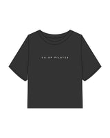 The Heavyweight Crop Tee - Washed Black - Co-Op Pilates - Center Chest - Printed - Off White
