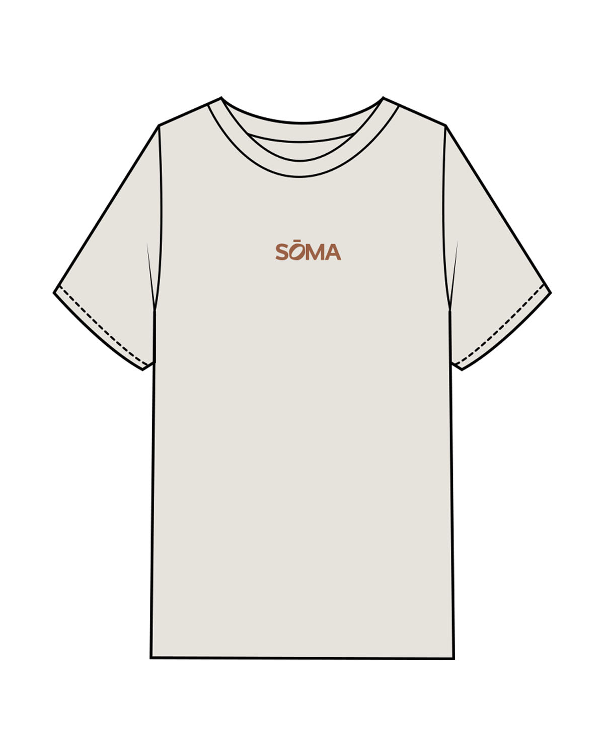 The Mens Heavyweight Tee - Washed Bone - Soma Fitness x Recovery - Center Chest & Back Stacked - Printed - Terracotta