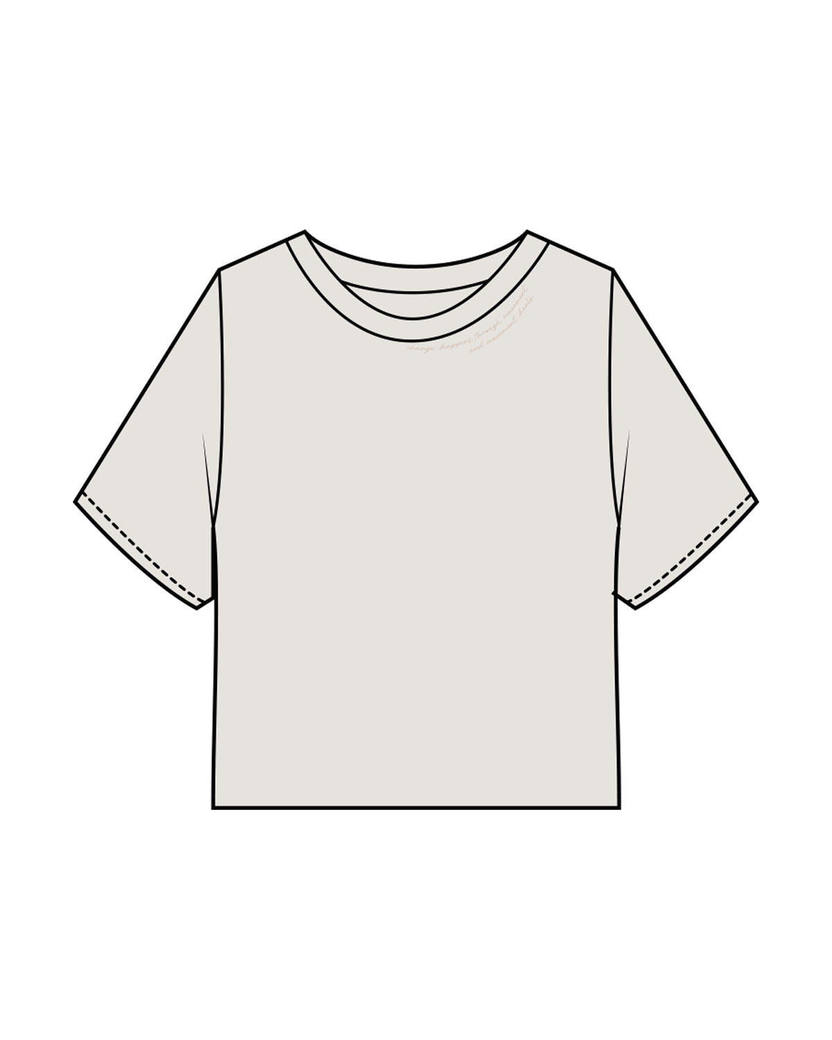 The Heavyweight Crop Tee - Washed Bone - GlowPilates - Front Neckline & Back Stacked - Printed - Tan
