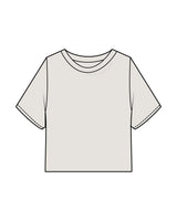 The Heavyweight Crop Tee - Washed Bone - GlowPilates - Front Neckline & Back Stacked - Printed - Tan