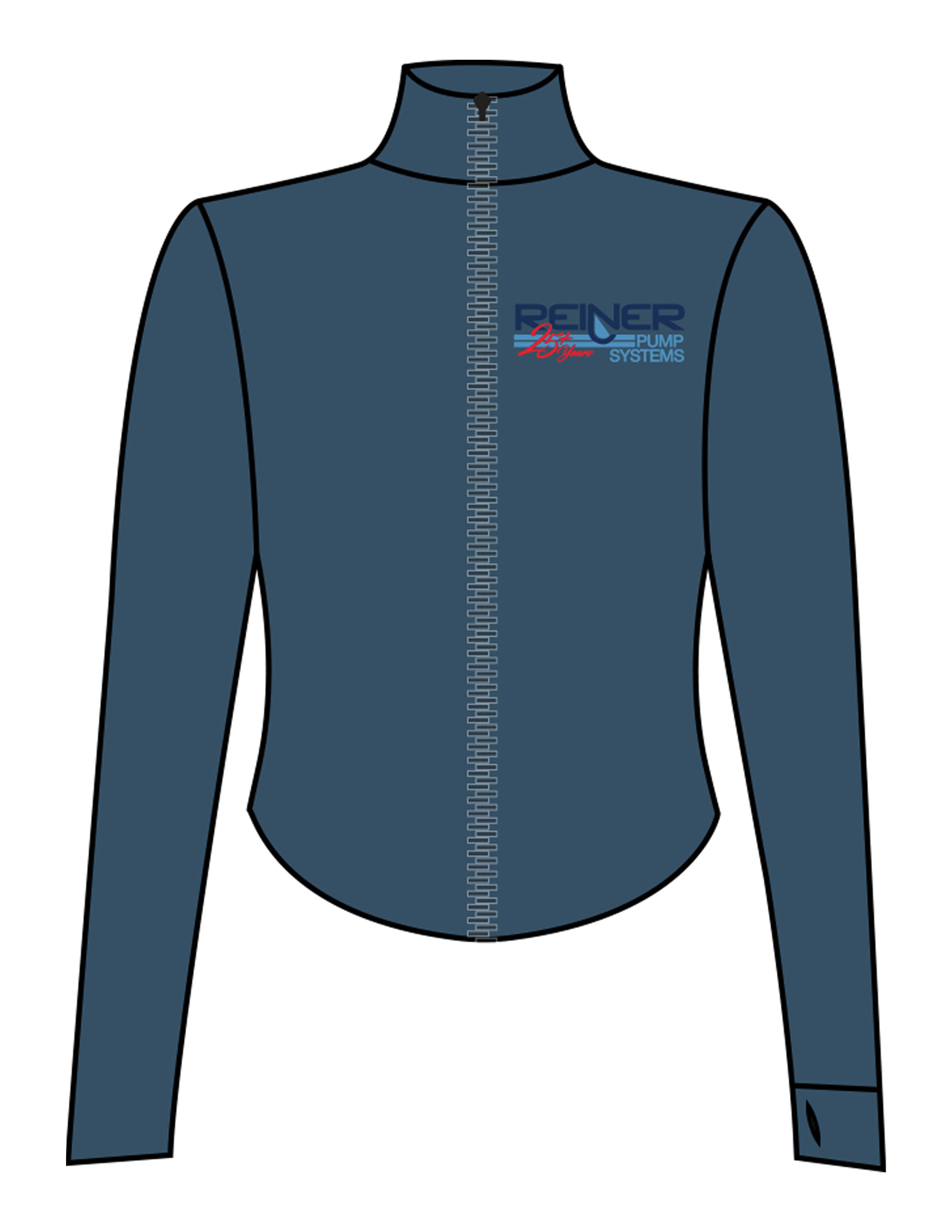 The 3/4 Crop Zip Jacket - Blue - Reiner Pump Systems -  Left Chest - Printed - Full Color