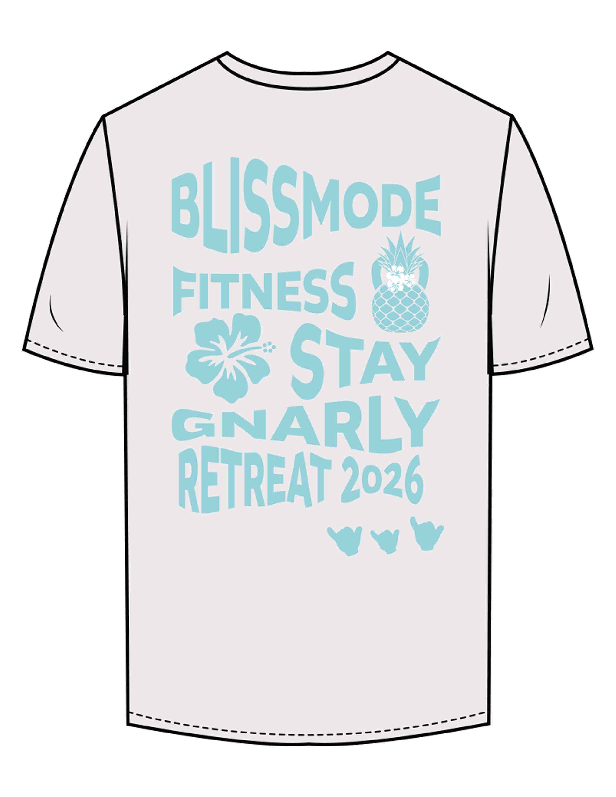 The Mens Tee - Bone - BLISSMODE FITNESS - Center Chest & Full Back - Printed - Blue