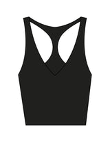 The Racer Tank - Black - Sculpted By Lagree - Back Stacked - Printed - White