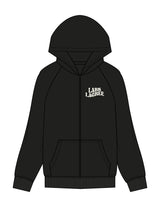 The Womens Zip Hoodie - Black - Pure Movement LARK - Left Chest & Back Stacked - Printed - Off White