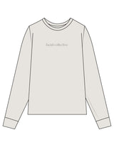 The Mens Heavyweight Long Sleeve - Washed Bone - Facial Collective - Center Chest - Printed - Gray