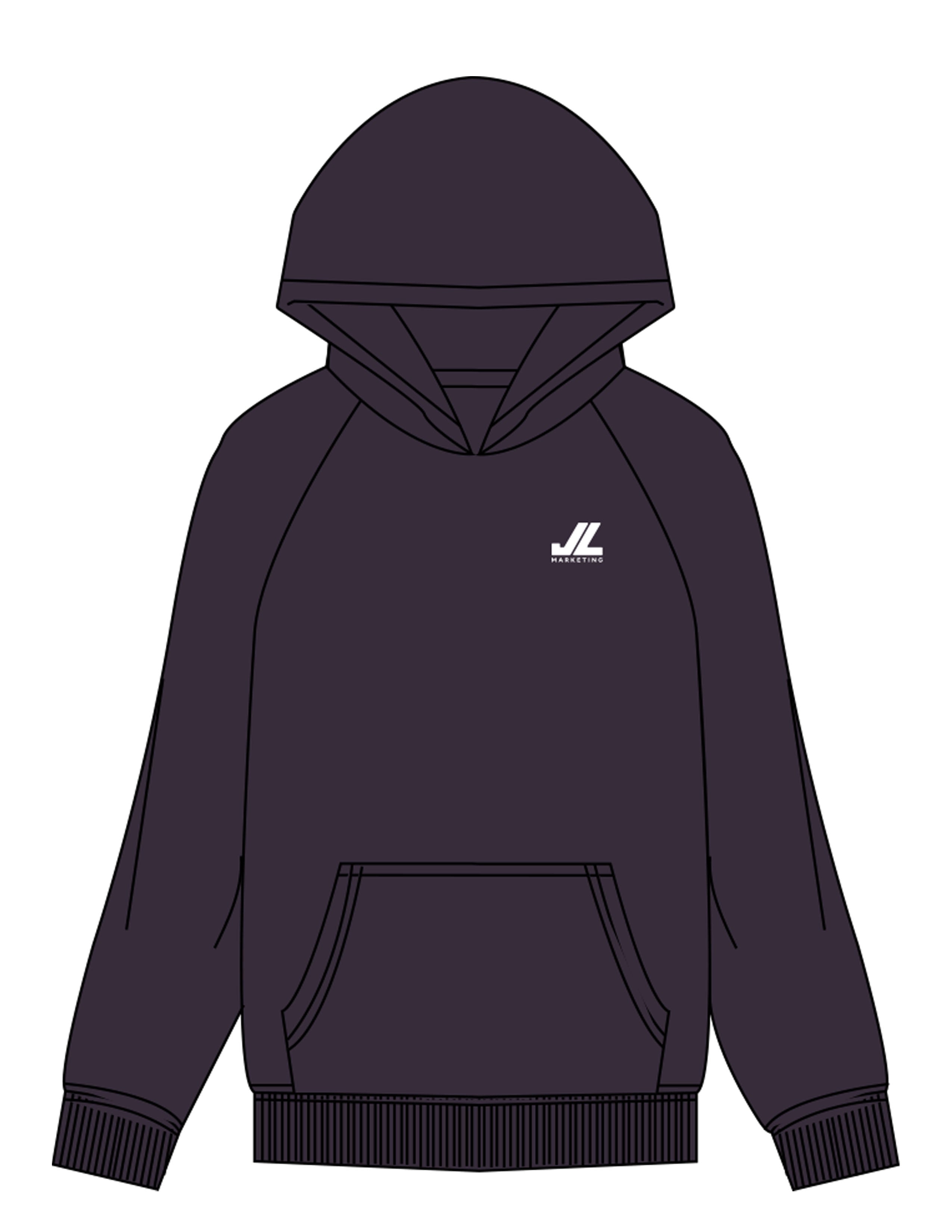 The Mens Hoodie - Ink - JL Marketing - Left Chest - Printed - White