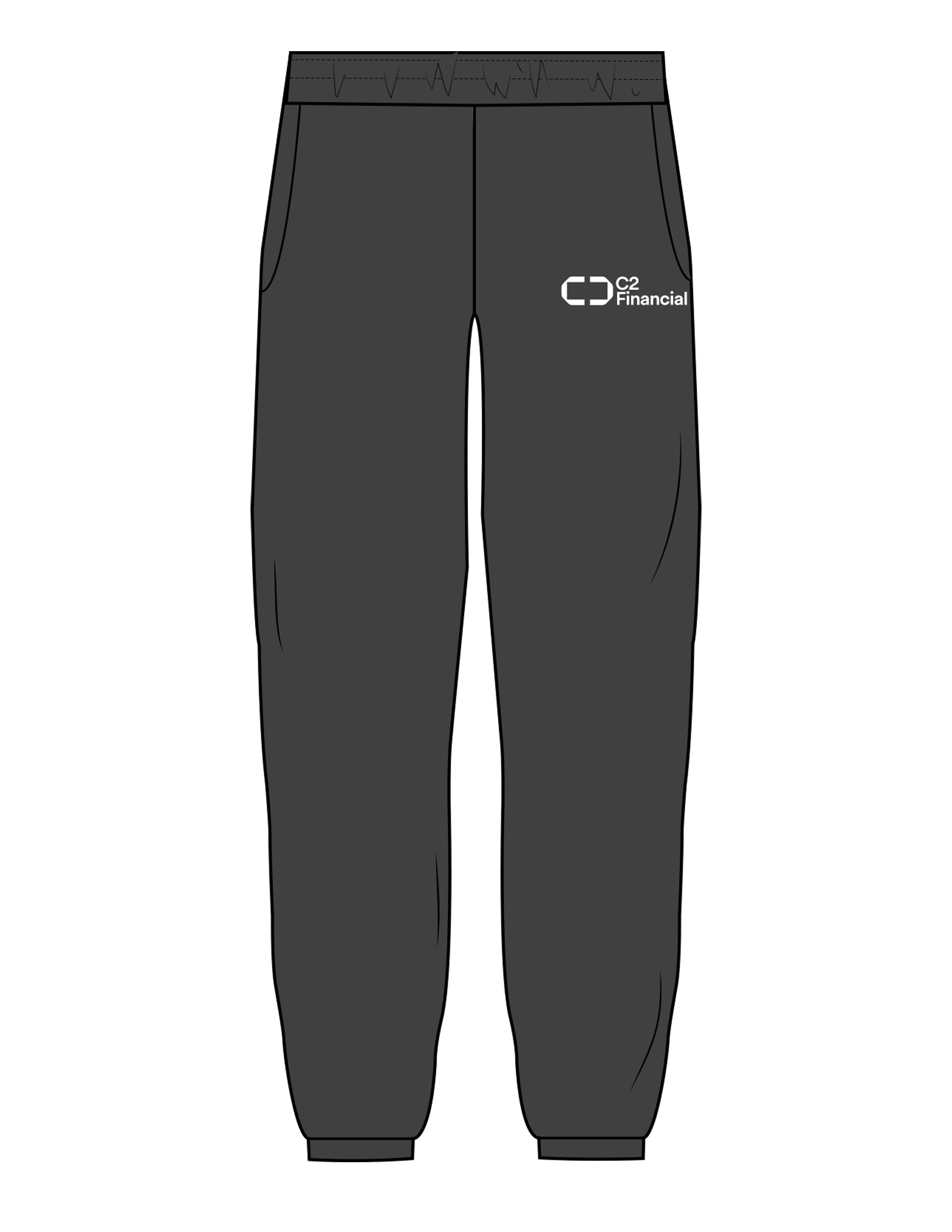 The Cargo Jogger - Charcoal - C2 Financial - Left Leg Stacked - Printed - White