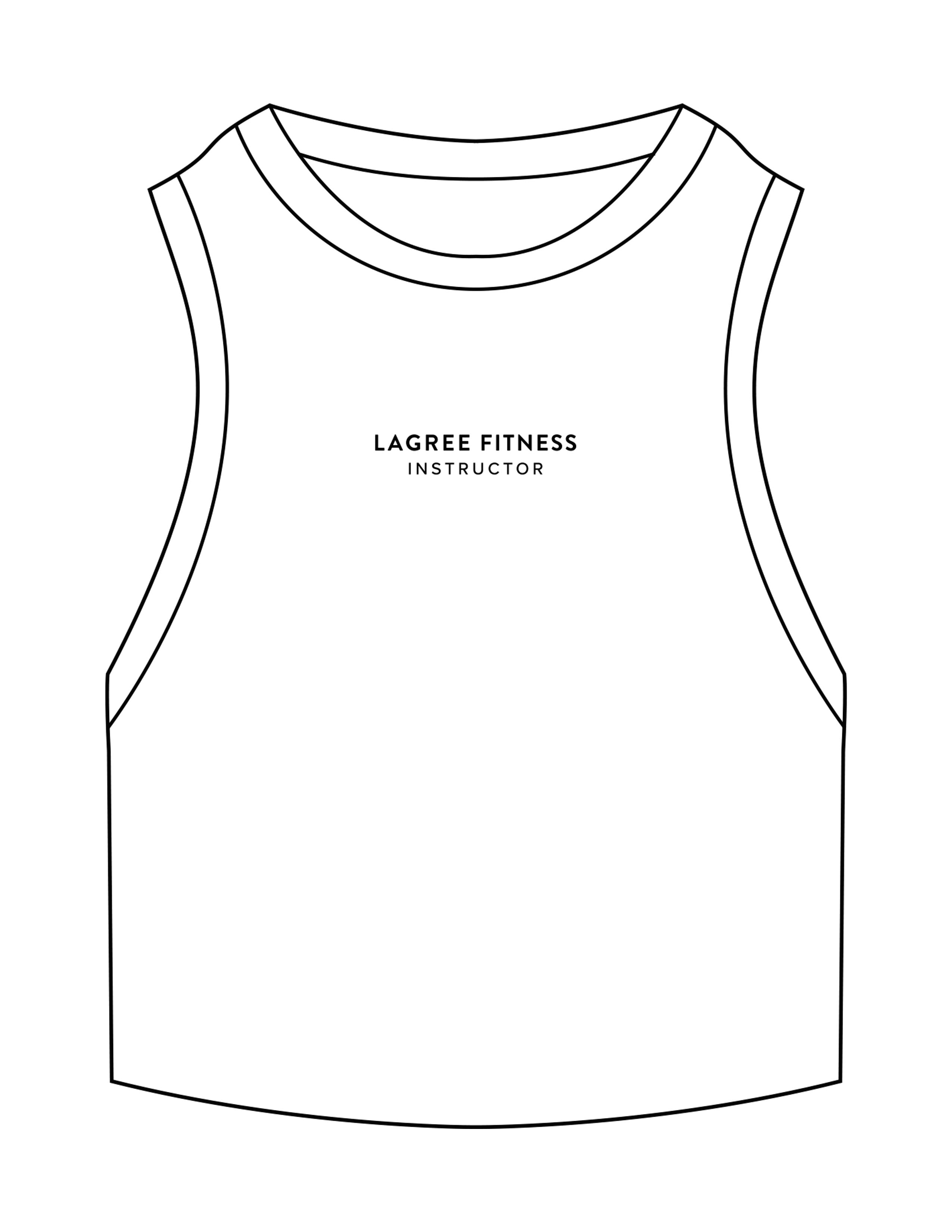 The Ribbed Crop Tank - White - Lagree Fit Expo 2026 Instructor - Center Chest Stacked - Embroidered - Black