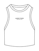 The Ribbed Crop Tank - White - Lagree Fit Expo 2026 Instructor - Center Chest Stacked - Embroidered - Black